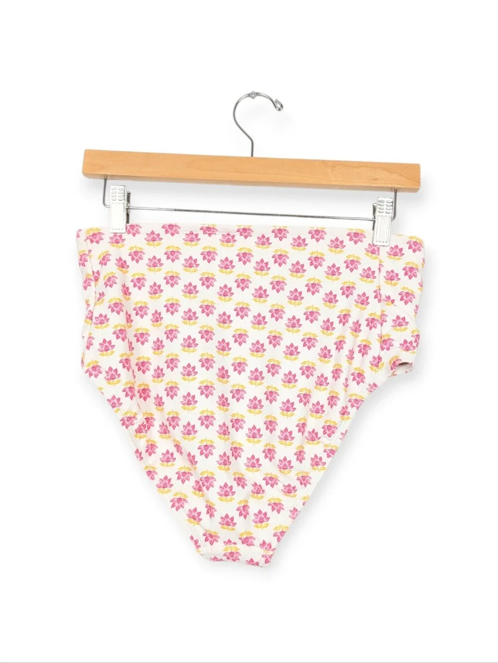 Old Navy High Waisted Swim Bottom M White Pink Flower Bikini NWT